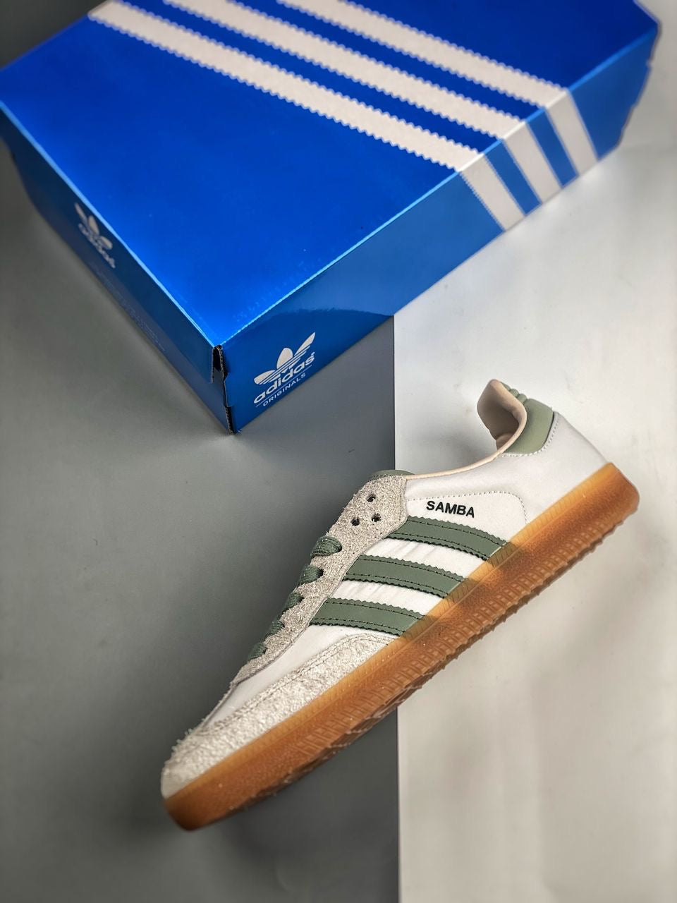 Adidas samba OG cloud white silver green